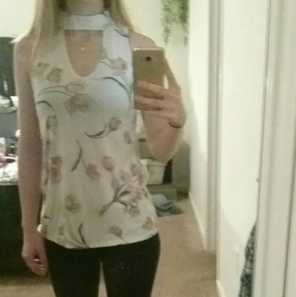 TJ Maxx Floral Cutout Top